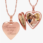 Sterling Silver Rose Gold Plated "Forever In My Heart" Heart Locket