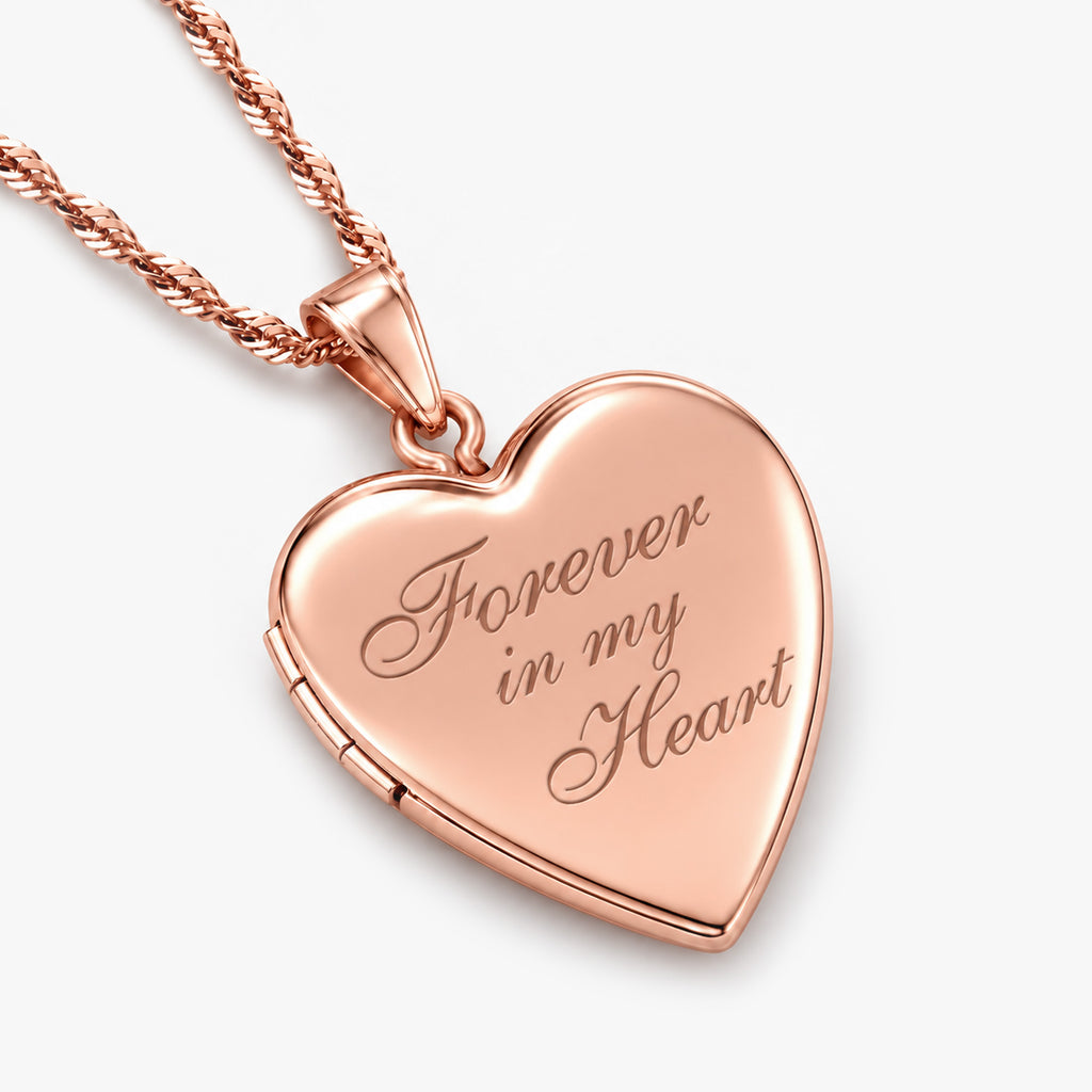 Sterling Silver Rose Gold Plated "Forever In My Heart" Heart Locket