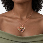 Sterling Silver Rose Gold Plated "Forever In My Heart" Heart Locket - on model