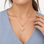 Sterling Silver Rose Gold Plated "Forever In My Heart" Heart Locket - on model