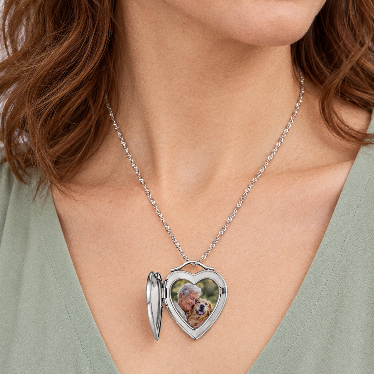 Always on my mind, Forever in my heart  Heart Photo Locket - on model