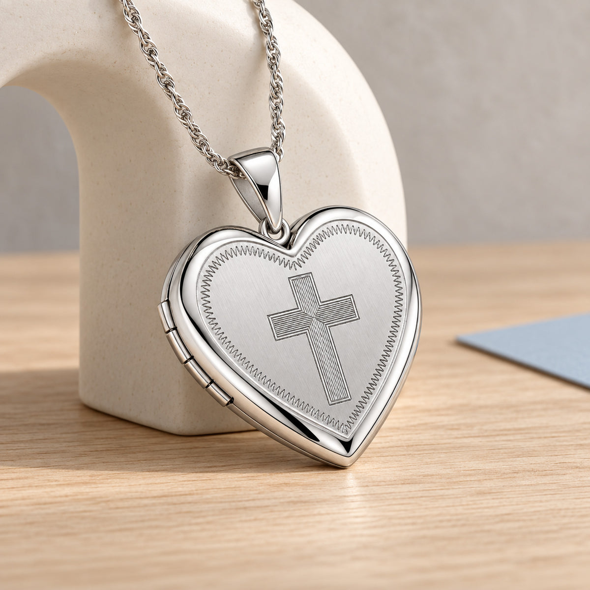 Cross Heart Photo Locket - lifestyle