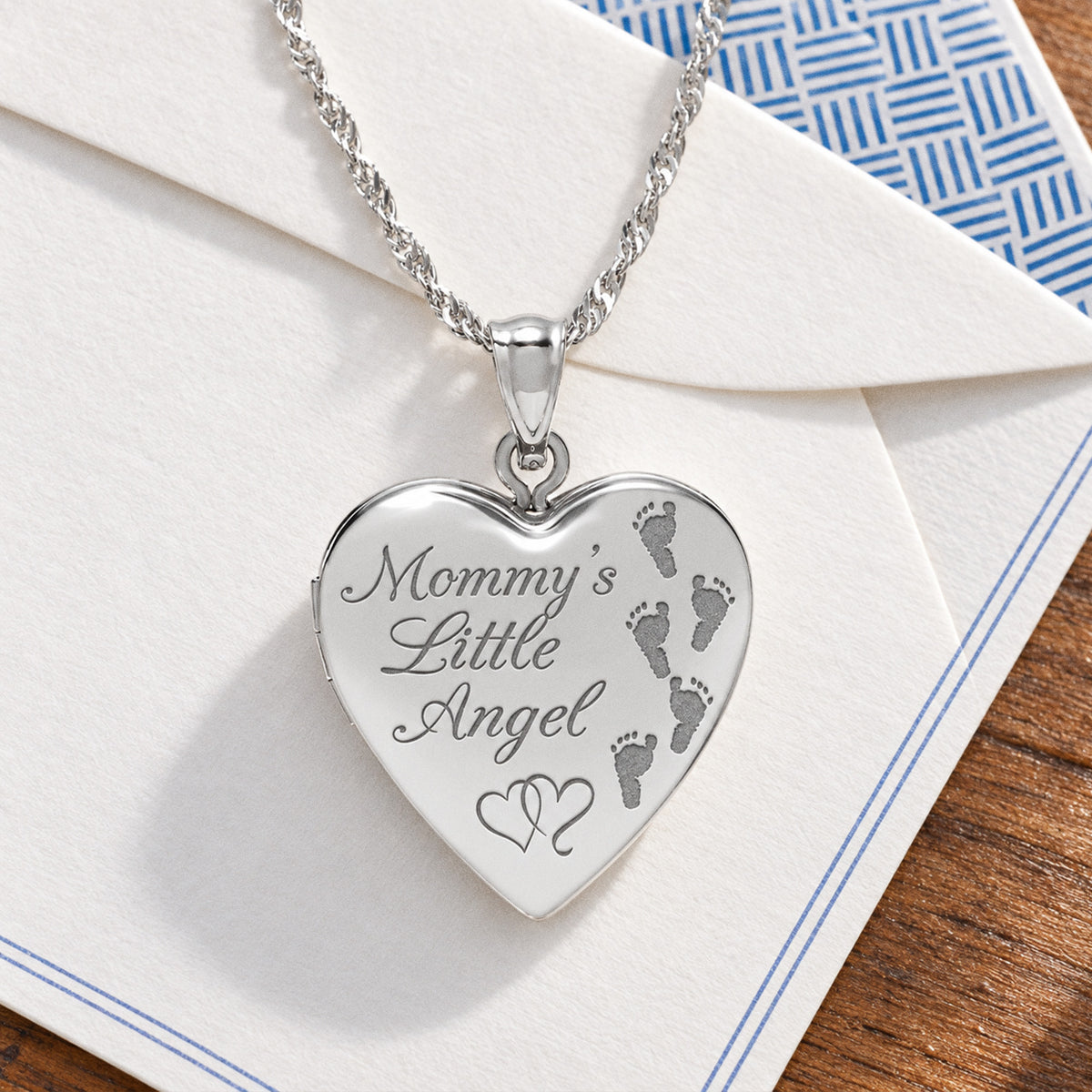 Mommys Little Angel  Heart Photo Locket - lifestyle