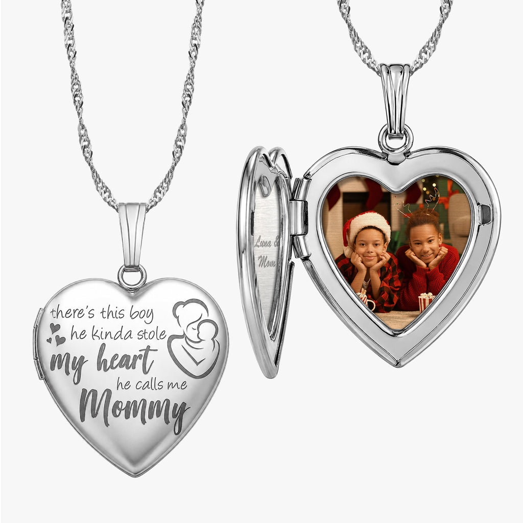 He Calls Me Mommy  Heart Photo Locket
