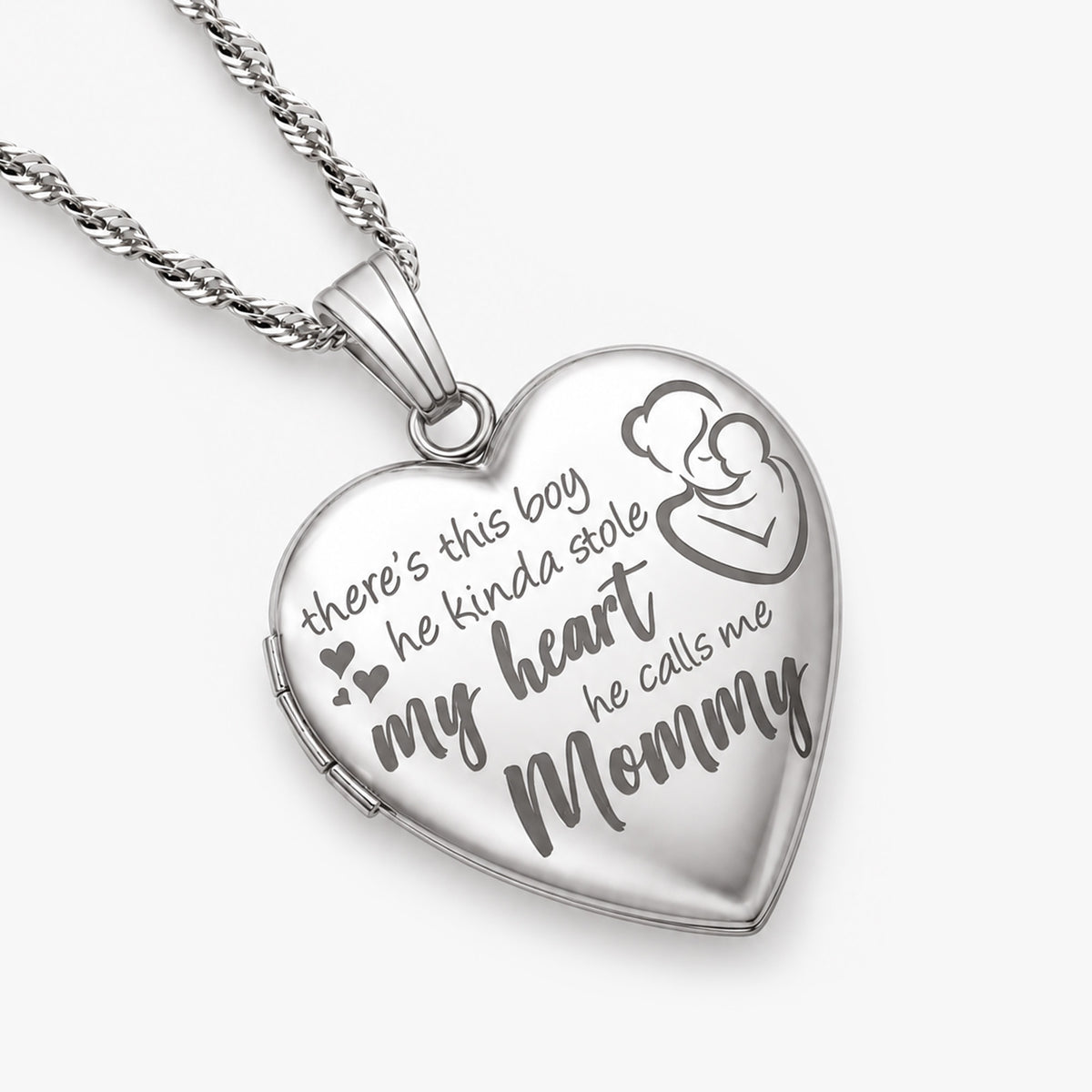 He Calls Me Mommy  Heart Photo Locket