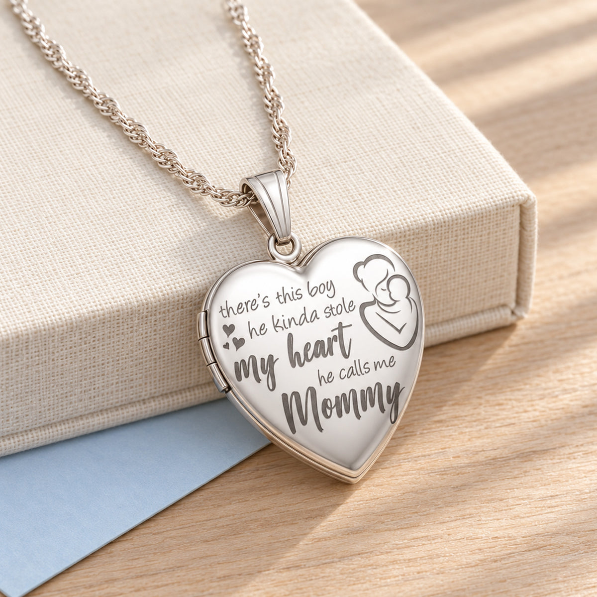 He Calls Me Mommy  Heart Photo Locket - lifestyle