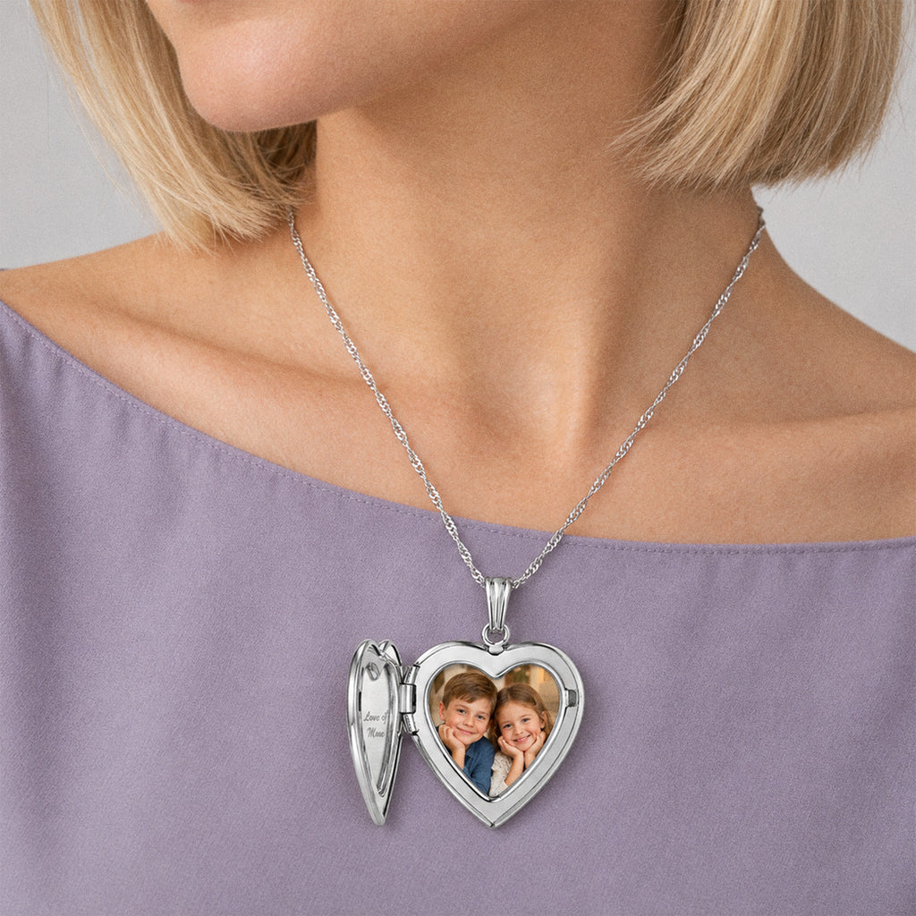 He Calls Me Mommy  Heart Photo Locket - on model
