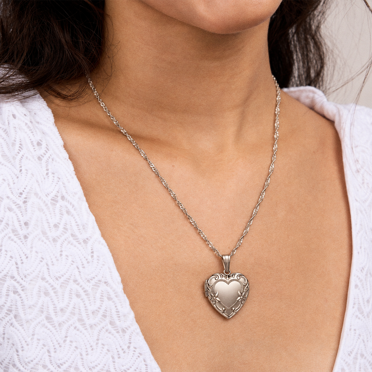 Heart Photo Locket - on model