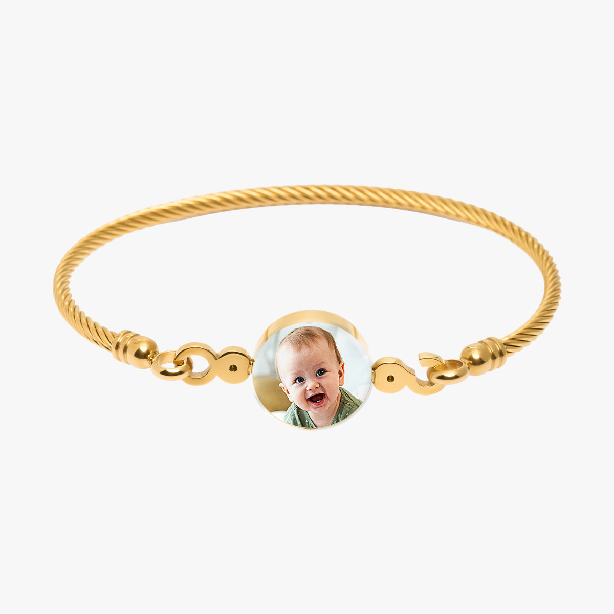 Stainless Steel Photo Engraved Bangle Bracelet