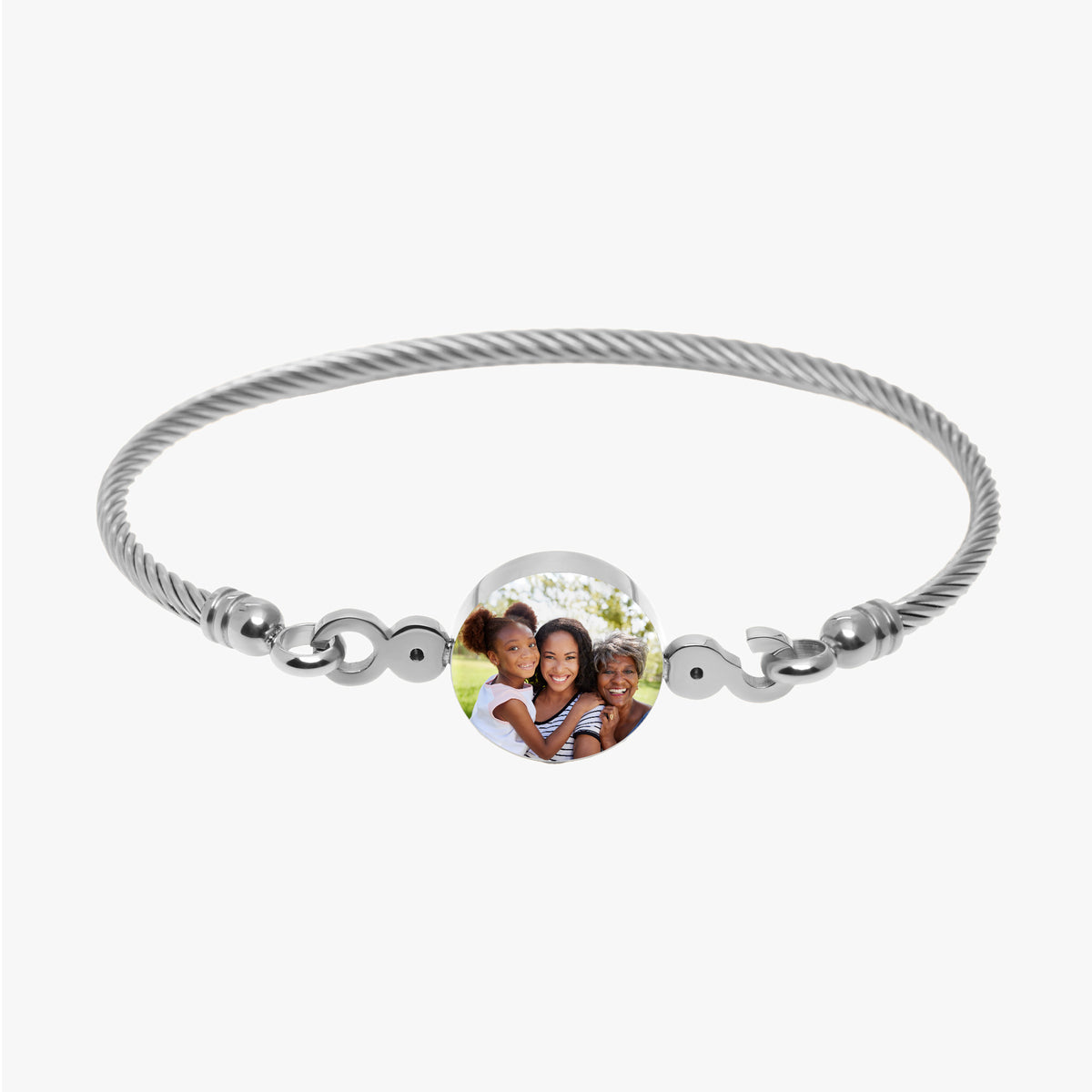 Stainless Steel Photo Engraved Bangle Bracelet