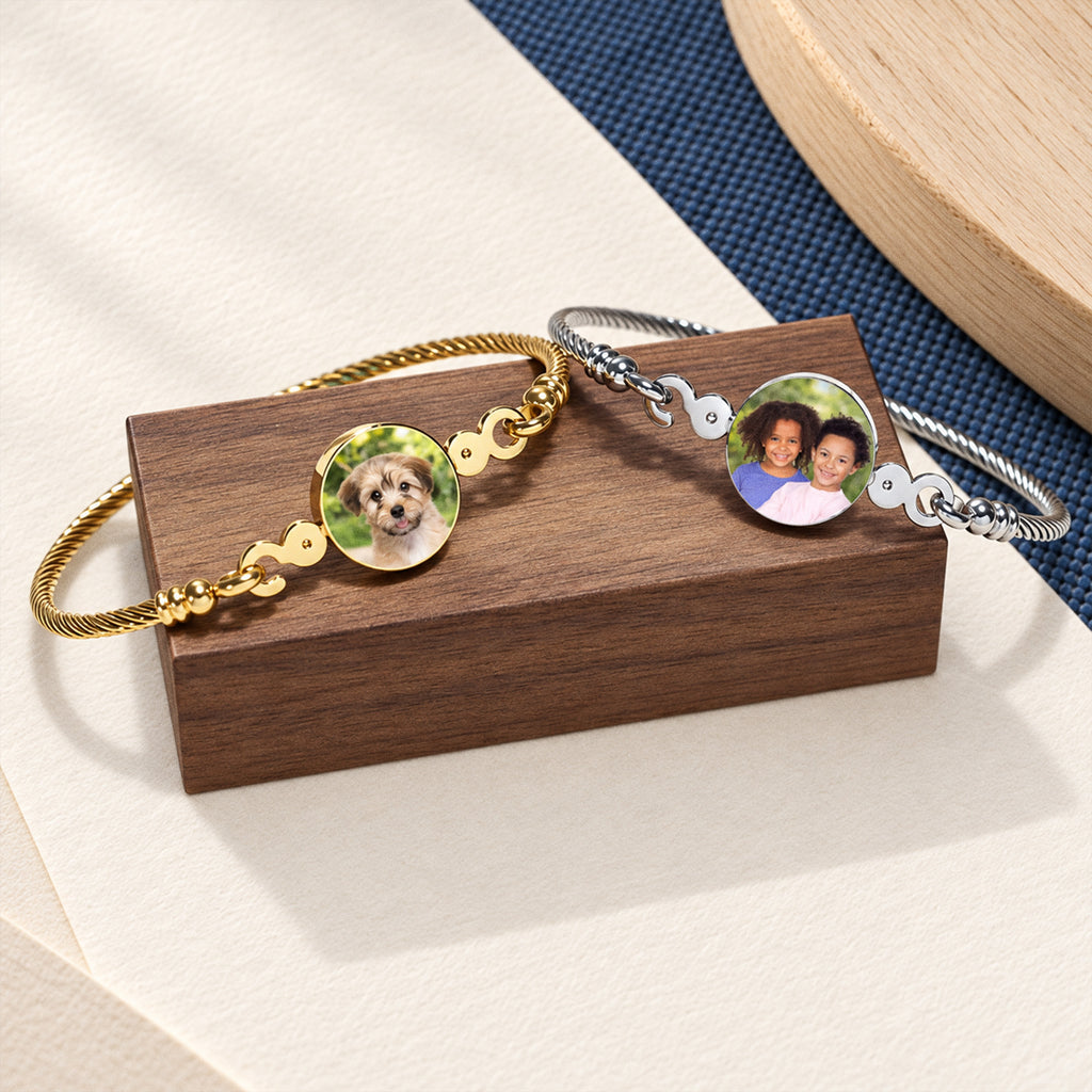 Stainless Steel Photo Engraved Bangle Bracelet - lifestyle