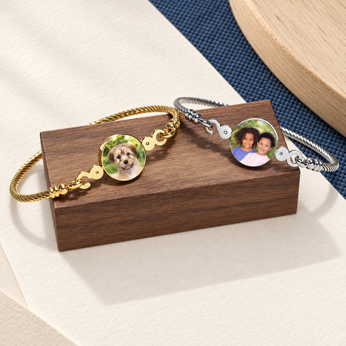 Stainless Steel Photo Engraved Bangle Bracelet - lifestyle