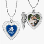Blue Angel Cameo Heart Photo Locket