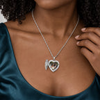 Blue Angel Cameo Heart Photo Locket - on model