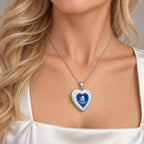 Blue Angel Cameo Heart Photo Locket - on model