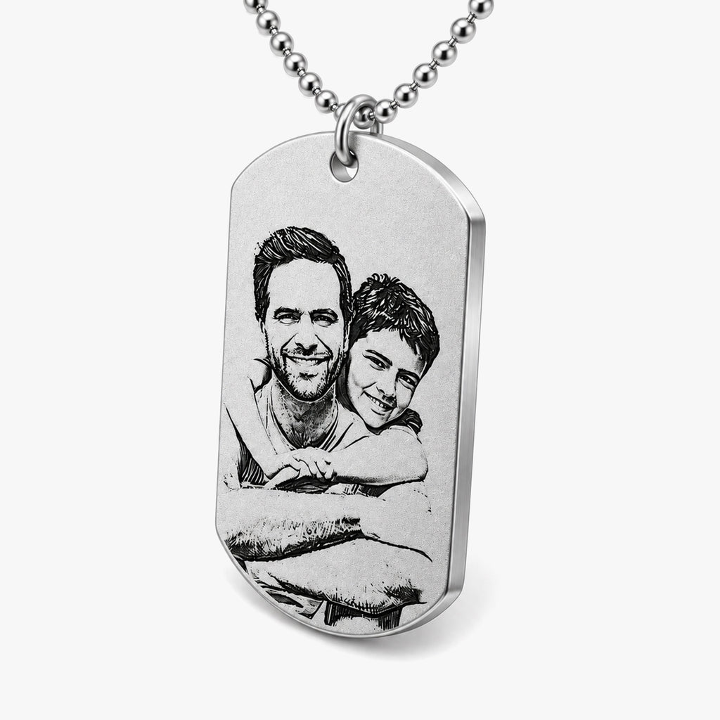 Stainless Steel Dog Tag Photo Pendant
