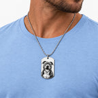 Stainless Steel Dog Tag Photo Pendant - on model