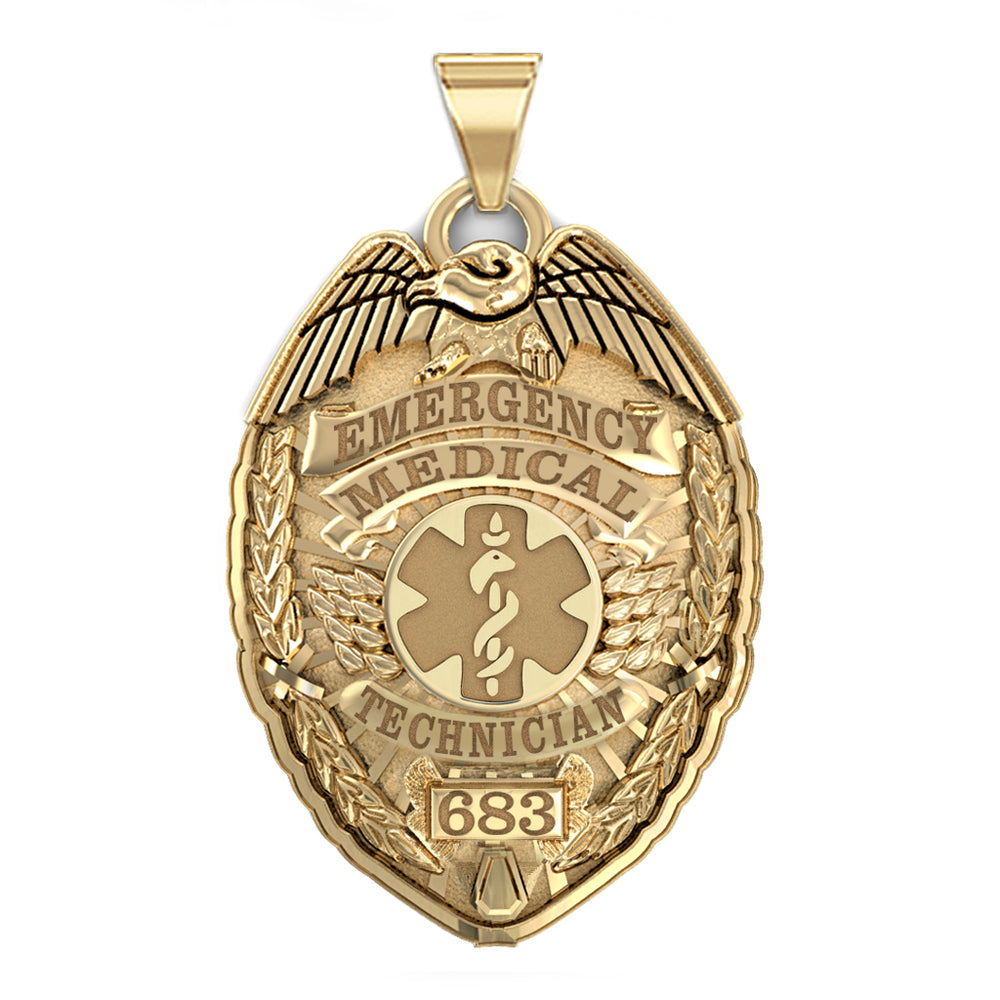 Gold emergency medical technician badge with a muted center. (PG94279, secondary photo 2)