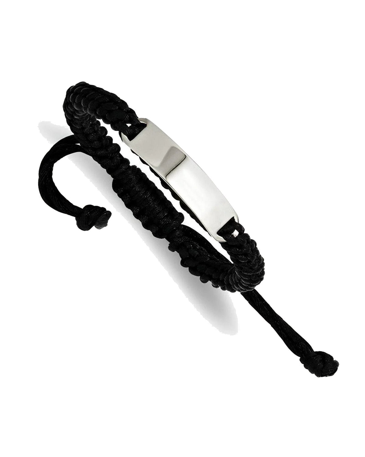 Custom Engraved Stainless Steel Men's Black Fabric ID Bracelet