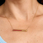 Personalized Horizontal Thin Red Line Firefighter Necklace with 18" Chain