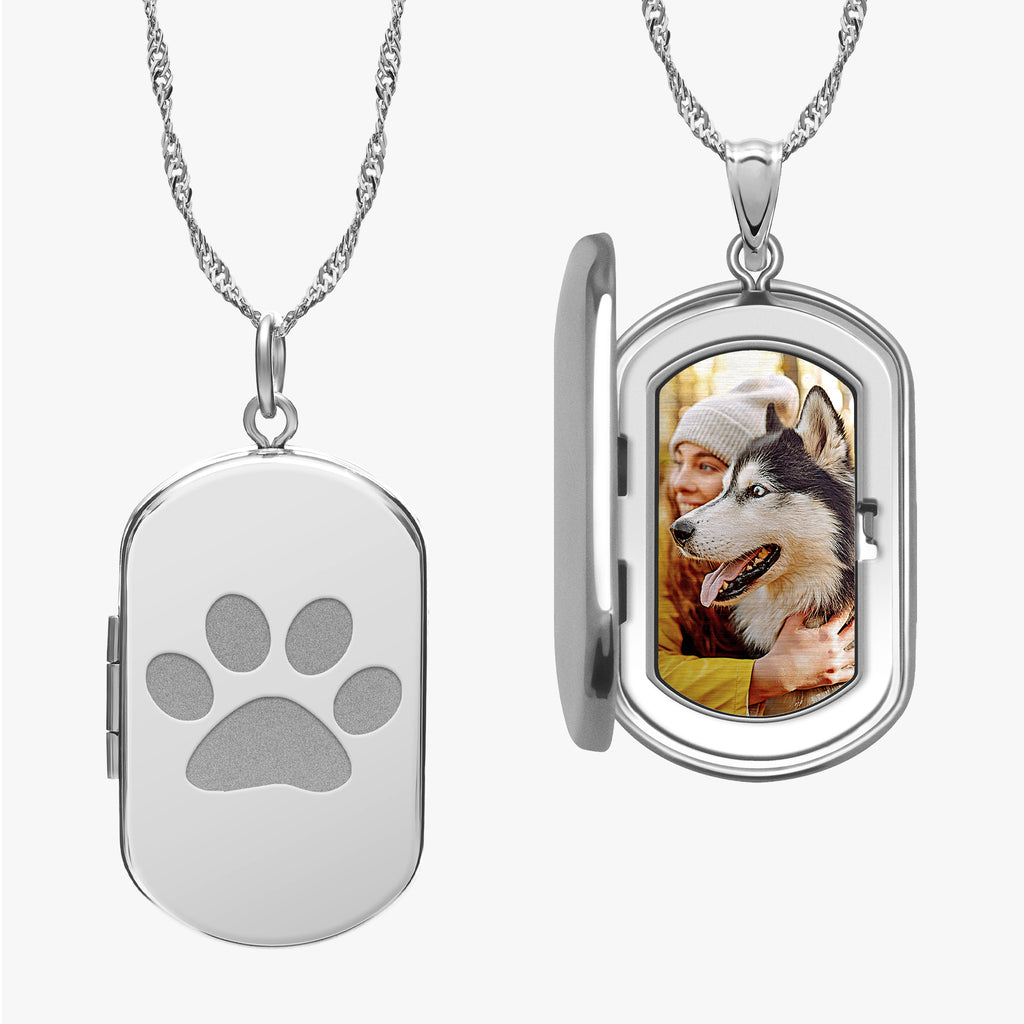 Dog Tag Dog Paw Photo Locket