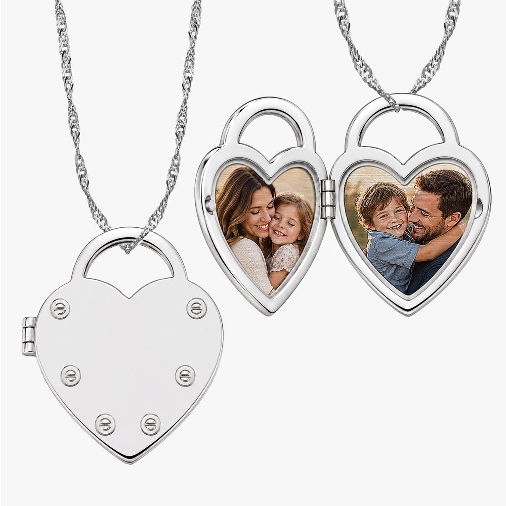 Heart Lock Photo Locket with Chain Included