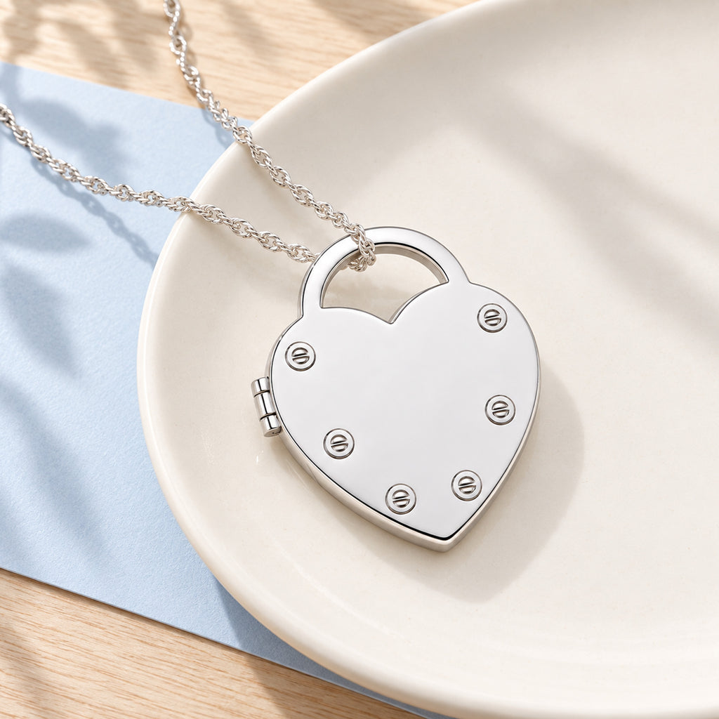 Heart Lock Photo Locket with Chain Included - lifestyle