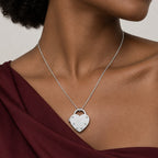 Heart Lock Photo Locket with Chain Included - on model