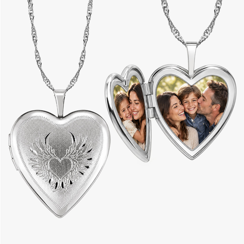 Heart Angel Wing Heart Photo Locket