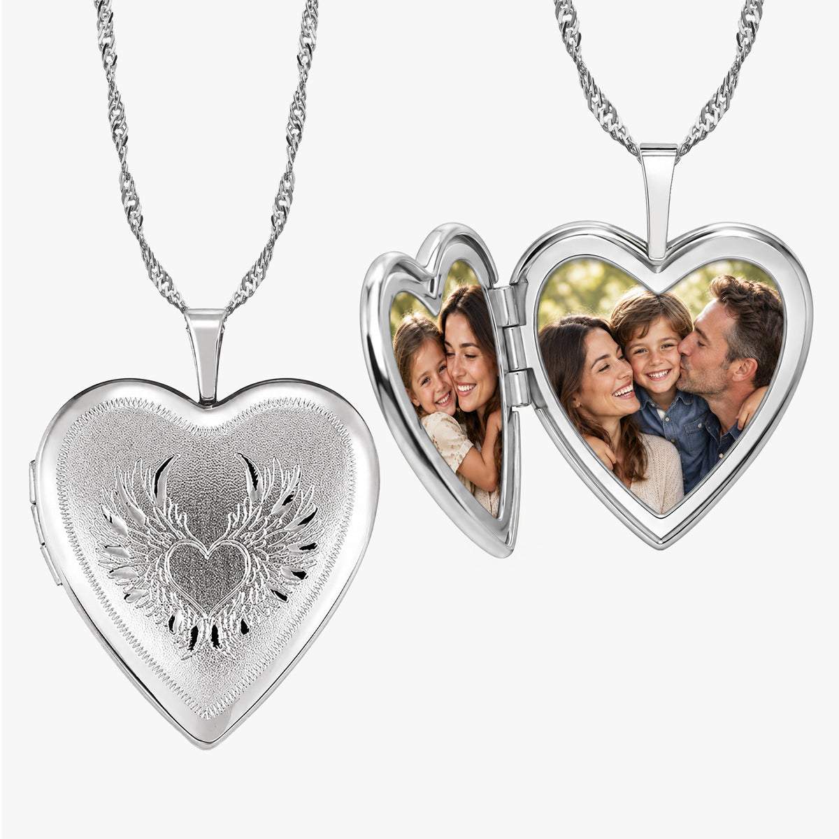 Heart Angel Wing Heart Photo Locket