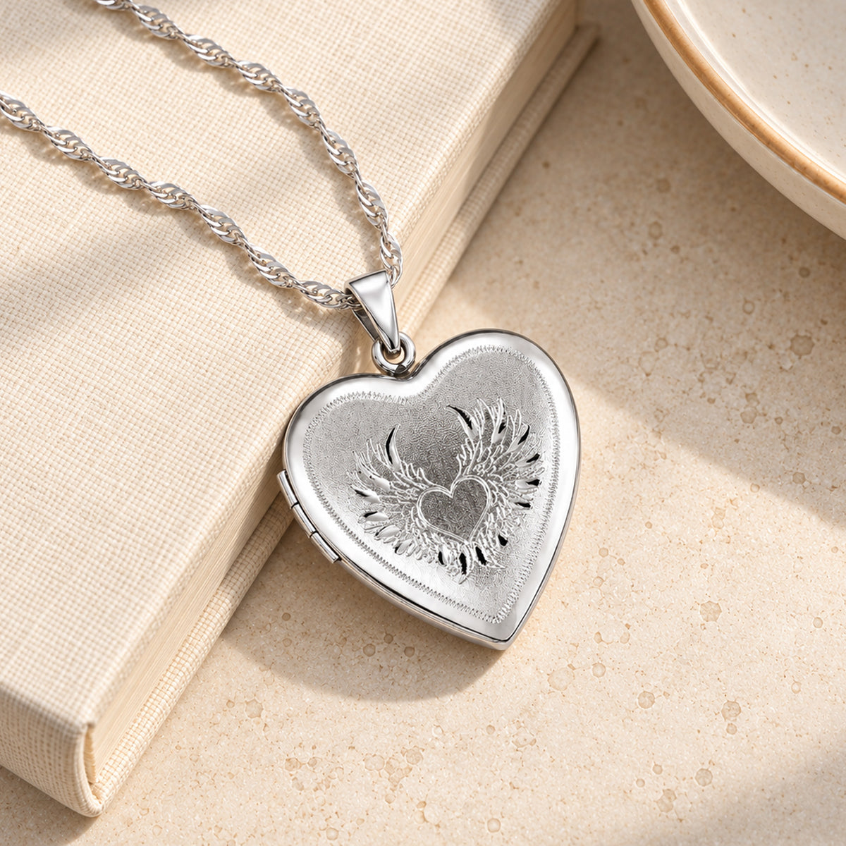 Heart Angel Wing Heart Photo Locket - lifestyle