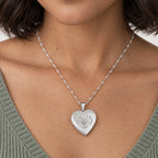 Heart Angel Wing Heart Photo Locket - on model