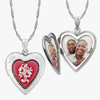 Pink Floral Cameo Heart Photo Locket