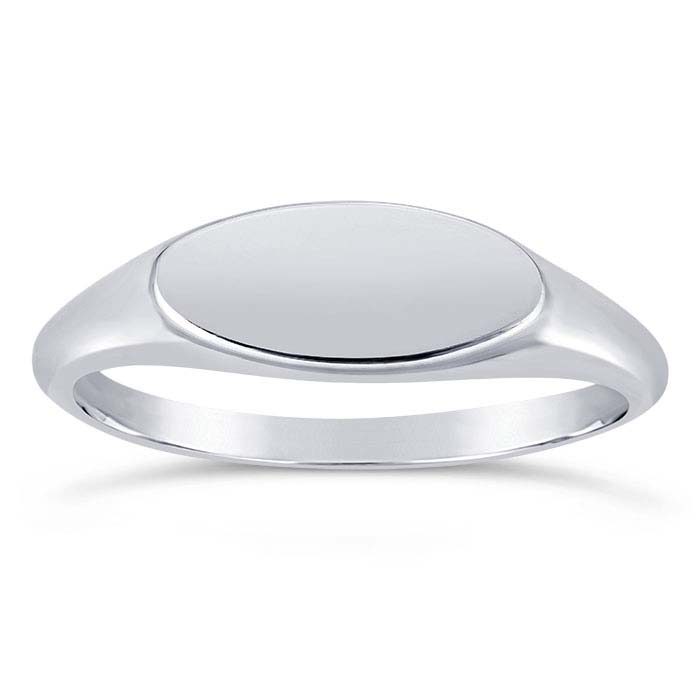 Sterling Silver Women's Sideways Oval Signet Ring