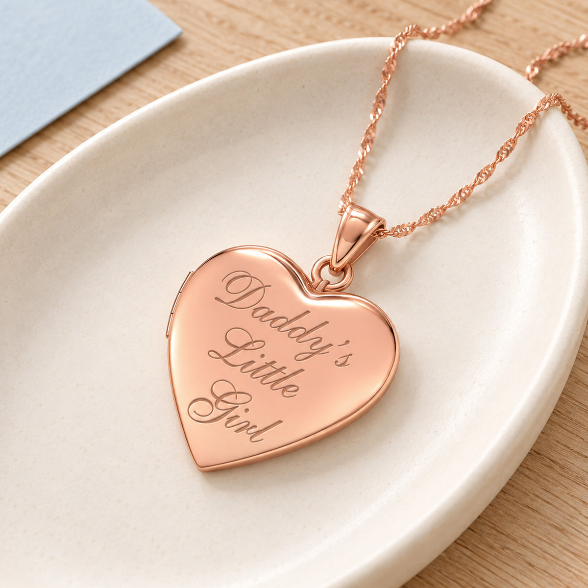 Rose Gold Plated "Daddy's Little Girl" Heart Photo Locket - lifestyle