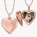 Rose Gold Plated "Butterflies" Heart Photo Locket