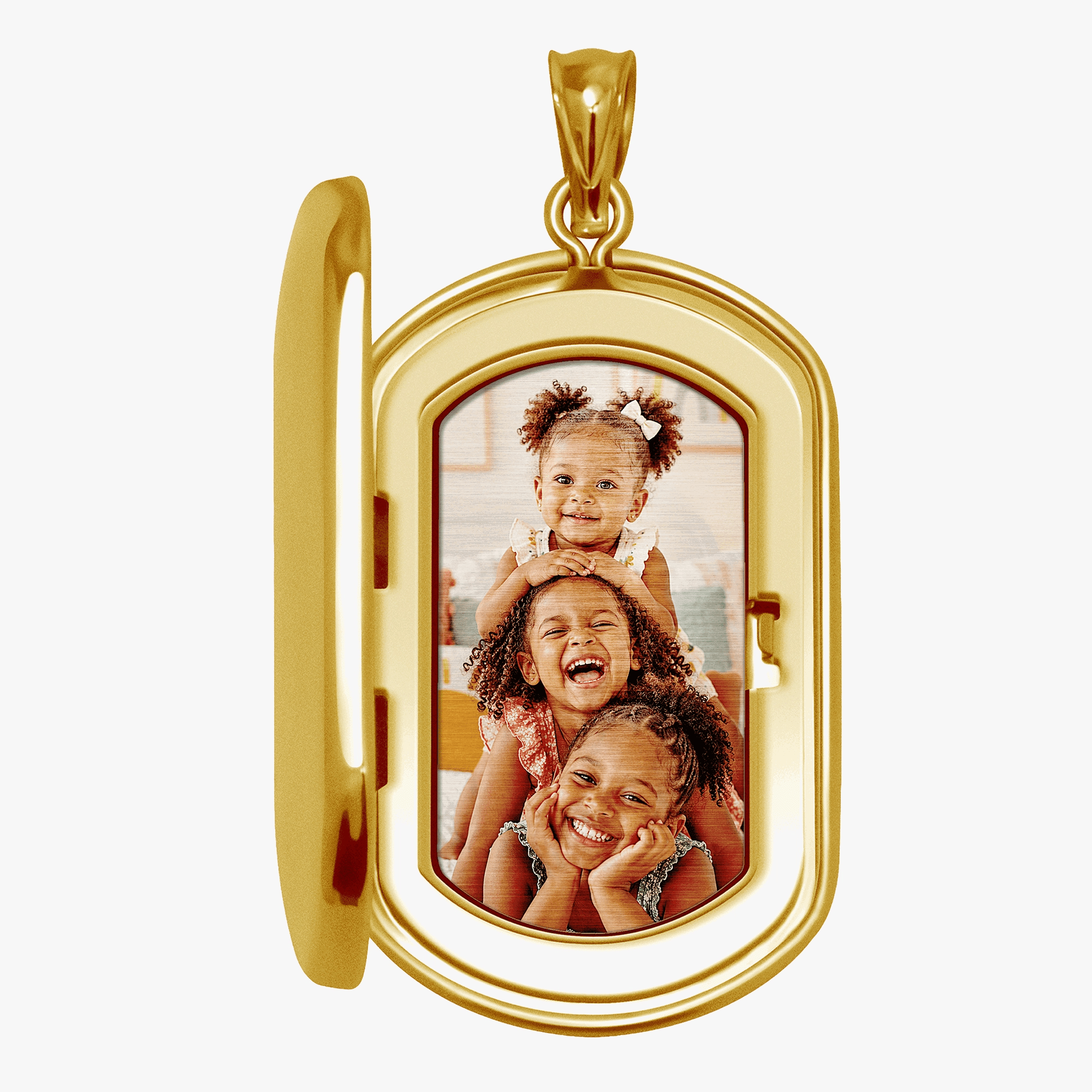 The locket shown open