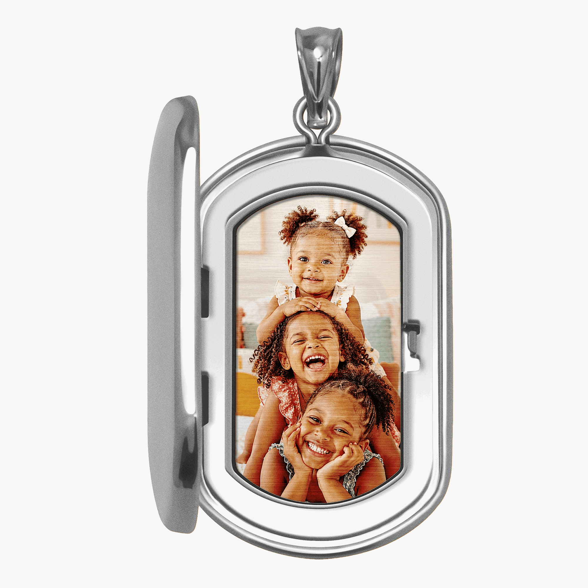 The locket shown open