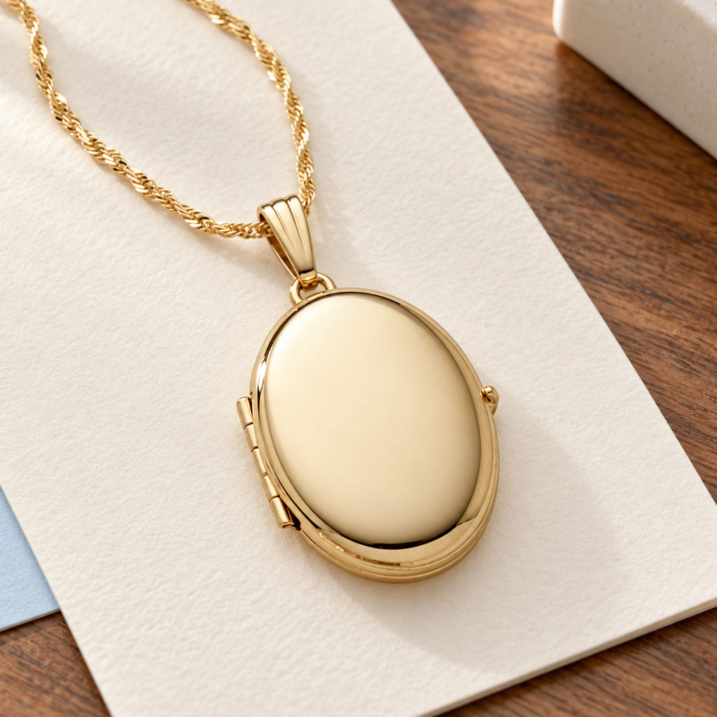 14K Gold Filled Oval 4 Photo Locket - lifestyle
