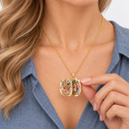 14K Gold Filled Oval 4 Photo Locket - on model