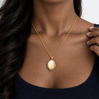 14K Gold Filled Oval 4 Photo Locket - on model