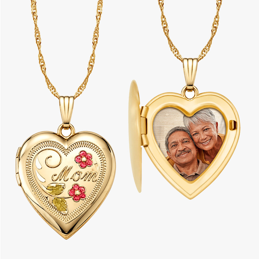 14K Gold Filled Mom Heart Photo Locket