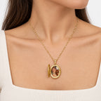 14K Gold Filled Oval Photo Locket - on model
