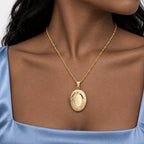 14K Gold Filled Oval Photo Locket - on model