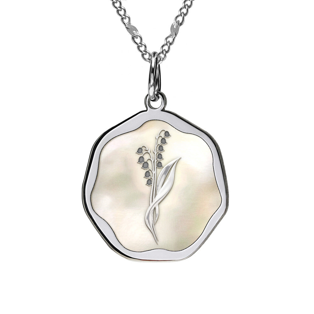Personalized Birth Flower Heptagon Necklace