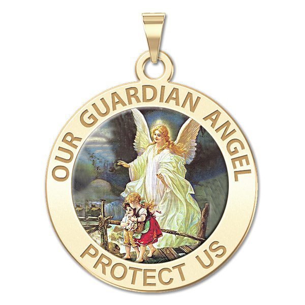 Our Guardian Angel - Round Religious Color Medal