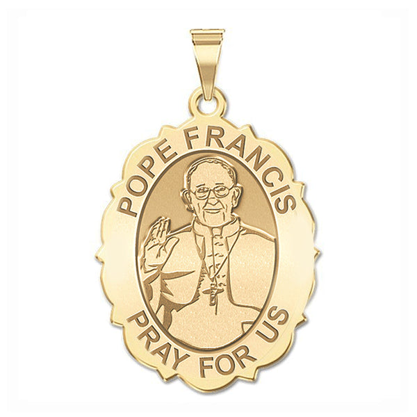 Pope Francis Scalloped Oval Religious Medal  "EXCLUSIVE"