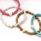 Colorful Heart Beaded Charm Bracelet