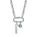 Personalized Script Name & Birthstone on Paperclip Chain
