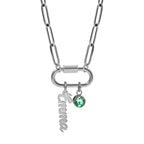 Personalized Script Name & Birthstone on Paperclip Chain